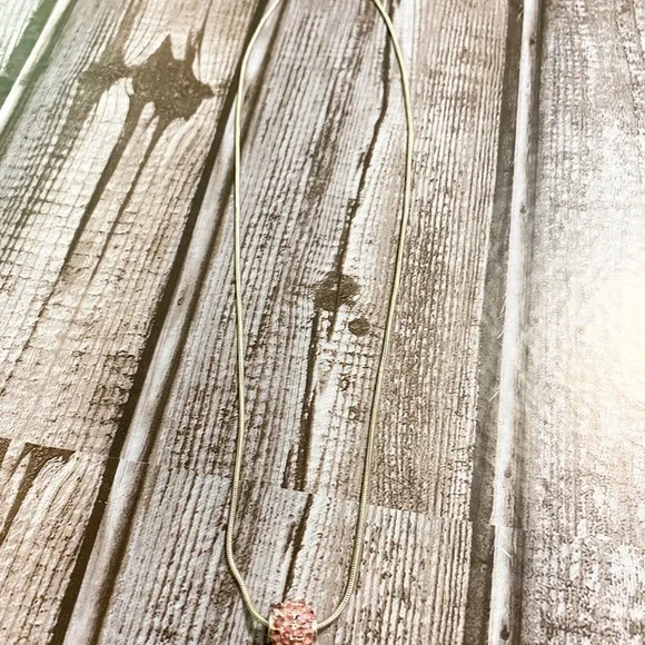 Pink Rhinestones Beaded Circle Sterling Necklace - Picture 5 of 7